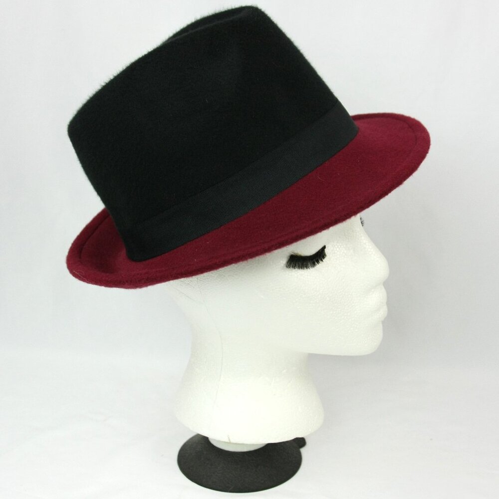 New Magid Hats Felted Wool Fedora Trilby Hat Cap Black Red NWT Menswear